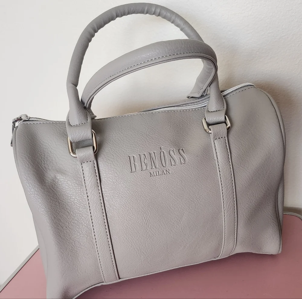 New Benoss Gray Vegan Leather Handbag